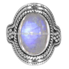 Joyería natural del anillo de la plata esterlina de la piedra preciosa 925 del Moonstone del arco iris